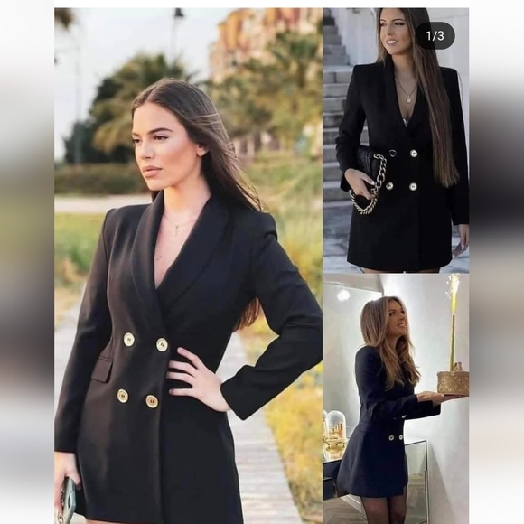 NWT * Zara Double Breasted Long Blazer Jacket - Picture 11 of 12